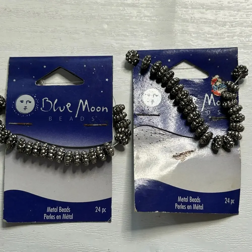 Blue Moon Beads Silver Metal Rondelle Findings Lot 7 Packs